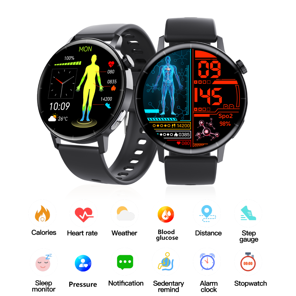 ECG monitor Smart Watch Non Invasive Blood Glucose Smart Watch with Blood Component Analysis